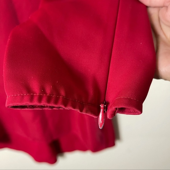 Nha Khanh West Hem A-Line Asymmetrical Short Sleeve Red Dress 10 2373 - Picture 5 of 8